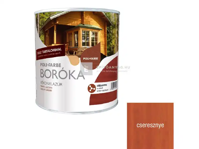 Gyors kiszállítás Poli-Farbe Boróka oldószeres vékonylazúr cseresznye 0,75 l
