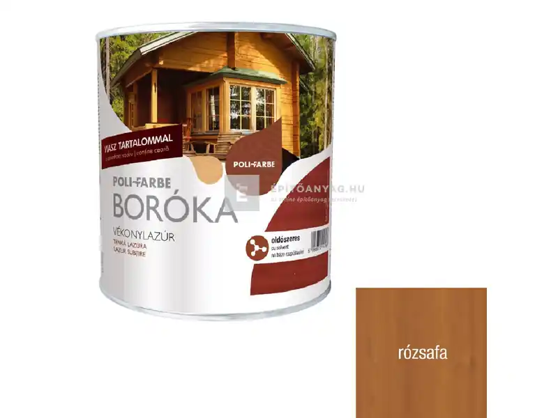 Poli-Farbe Boróka oldószeres vékonylazúr rózsafa 0,75 l Expressz kézbesítés