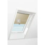 Roto Designo ZRS R4/R7 54x78 cm, sötét bézs fényszűrő kampós roló, fehér profilokkal Vásárlói kedvenc