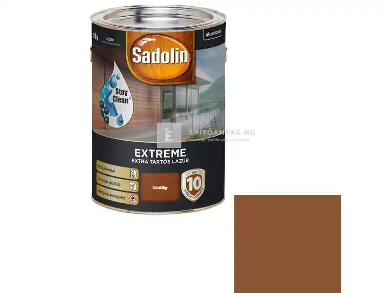 Kedvezmény Sadolin Extreme vizesbázisú vastaglazúr selyemfényű sötéttölgy 4,5 l