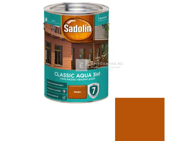 Sadolin Classic Aqua vékonylazúr selyemfényű mahagóni 5 l Különleges ajánlat
