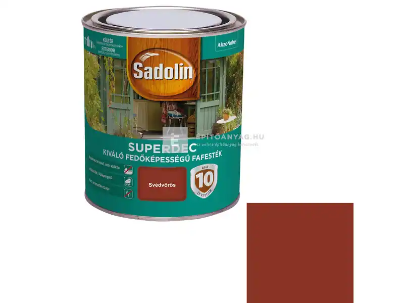 Sadolin Superdec vizesbázisú fafesték selyemfényű svédvörös 0,75 l Ne maradj le