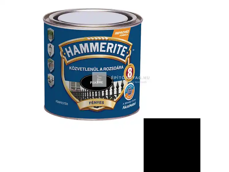 Expressz kézbesítés Hammerite Közvetlenül a Rozsdára fényes fekete 0,25 l