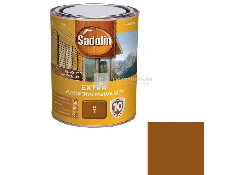Korlátozott ajánlat Sadolin Extra kültéri vastaglazúr selyemfényű dió 0,75 l