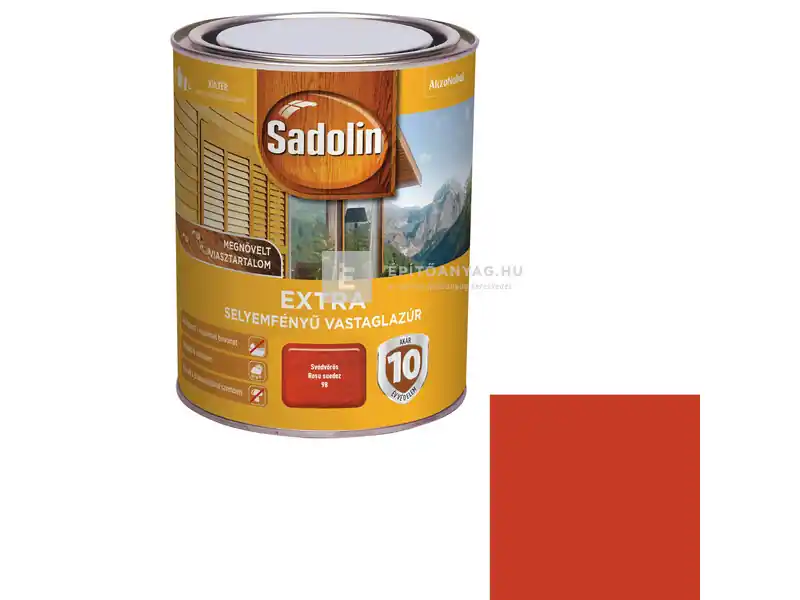 Kedvezményes ár Sadolin Extra kültéri vastaglazúr selyemfényű svédvörös 0,75 l