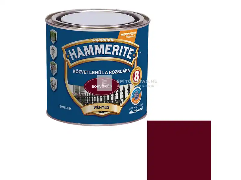 Hammerite Közvetlenül a Rozsdára fényes borvörös 0,75 l Legnépszerűbb