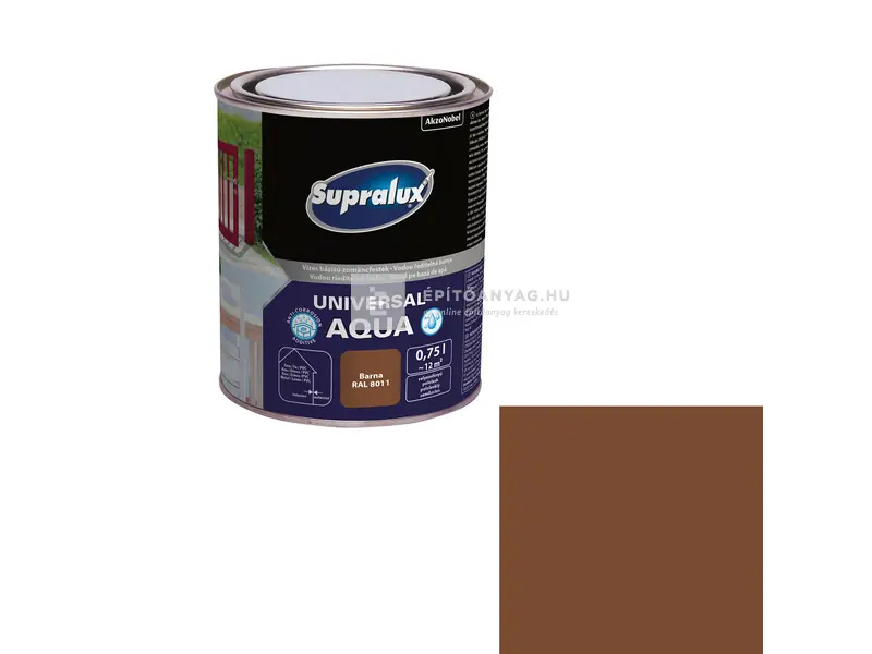 Korlátozott ajánlat Supralux Universal Aqua zománcfesték selyemfényű RAL 8011 barna 0,75 l