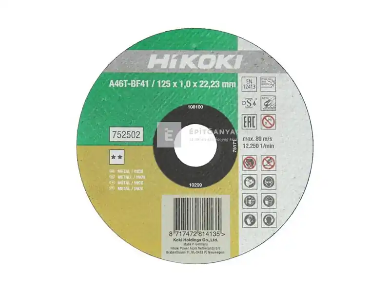 Végkiárusítás Hikoki Proline prémium vágótárcsa inox 125x1,0 mm