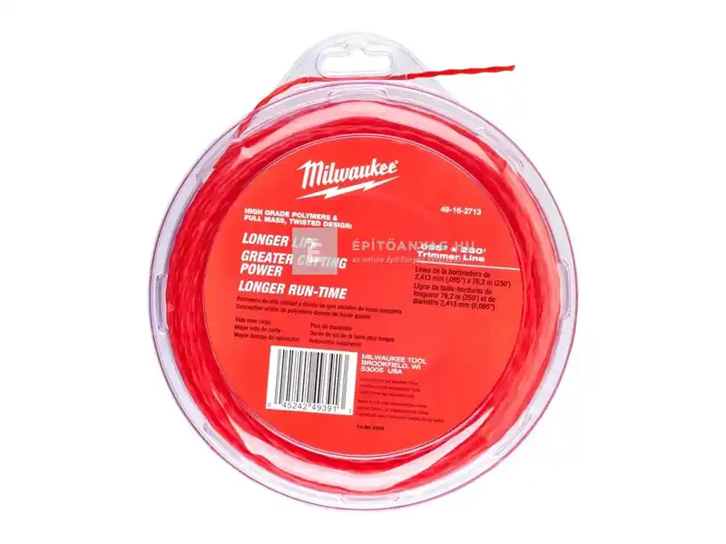 Különleges ajánlat Milwaukee damil szegélyvágóhoz 2,4 mm x 76 m