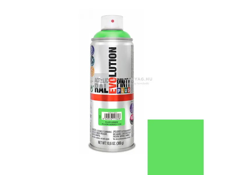 Kihagyhatatlan ajánlat PintyPlus Evolution akril festék spray F136 fluoreszkáló zöld 400 ml