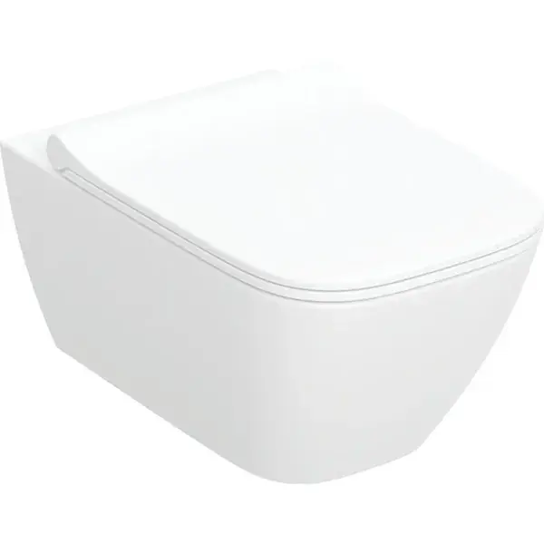 Nézd meg most Geberit Smyle Square fali WC mélyöblítésű készlet, zárt forma, Rimfree, WC-ülőkével, sandwich kivitelű: Fehér