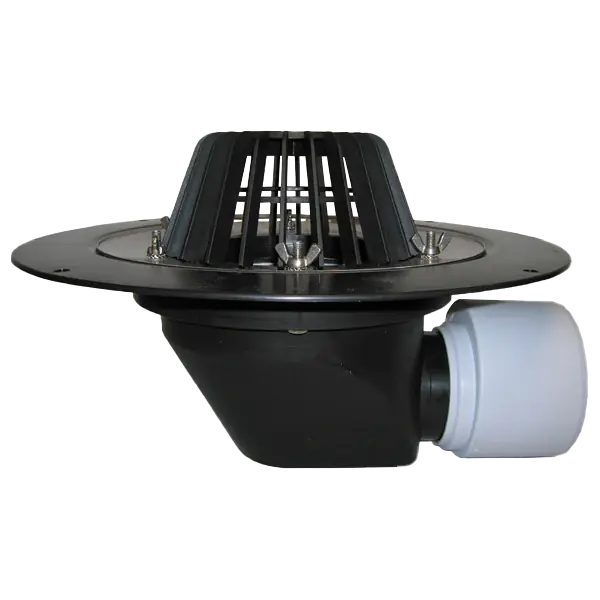 HL64 Tetőlefolyó vízszintes kimenettel, DN75/110 szigetelőkarimával, szorítóelemmel, lefolyóráccsal és 10-30W/230V fűtéssel Vásárlói kedvenc