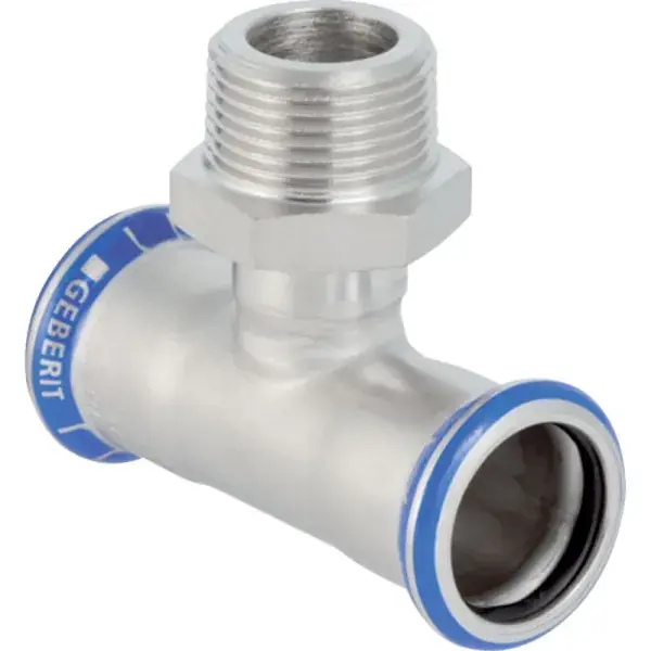 Utolsó esély Geberit Mapress rozsdamentes acél külső menetes T-idom: d=22mm, R=3/4″, d1=22mm