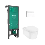 Újdonság Hansgrohe EluPura S Teljes WC-szett falsík alatti öblítőrendszerrel, iFrame Element E öblítőlappal, EluPura WC-ülőkével 60303700