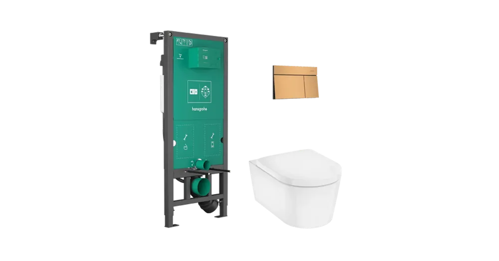 Hansgrohe EluPura S Teljes WC-szett falsík alatti öblítőrendszerrel, iFrame Element E öblítőlappal, EluPura WC-ülőkével 60303140 Exkluzív ajánlat