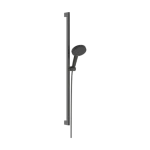 Árengedmény Hansgrohe Raindance Alive Select S Zuhanyszett 125, 3jet, EcoSmart, Unica E Puro 90cm-es zuhanyrúddal, zuhzanytartóval Szálcsiszolt Fekete Króm 24601340
