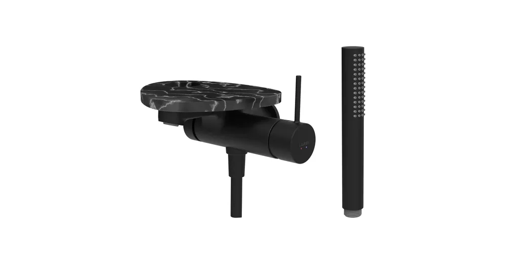 Nézd meg most LAUFEN ADA Falra szerelt kád csaptelep, 1-pontos Simiboxhoz, kiegészítőkkel, tálca lyukkal, Fekete/Márvány Fekete HF506765516000