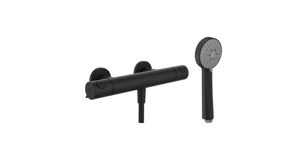 LAUFEN THERM Egykaros termosztátos zuhany csaptelep, Simiflex Zero flexibilis zuhanytömlővel és kézizuhannyal, Matt Titán Fekete HF506551428600 Szuper ajánlat