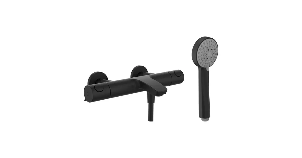 LAUFEN THERM Egykaros termosztátos kád/zuhany csaptelep, Simiflex Zero flexibilis zuhanytömlővel és kézizuhannyal, Matt Titán Fekete HF506561428600 Ajánlat