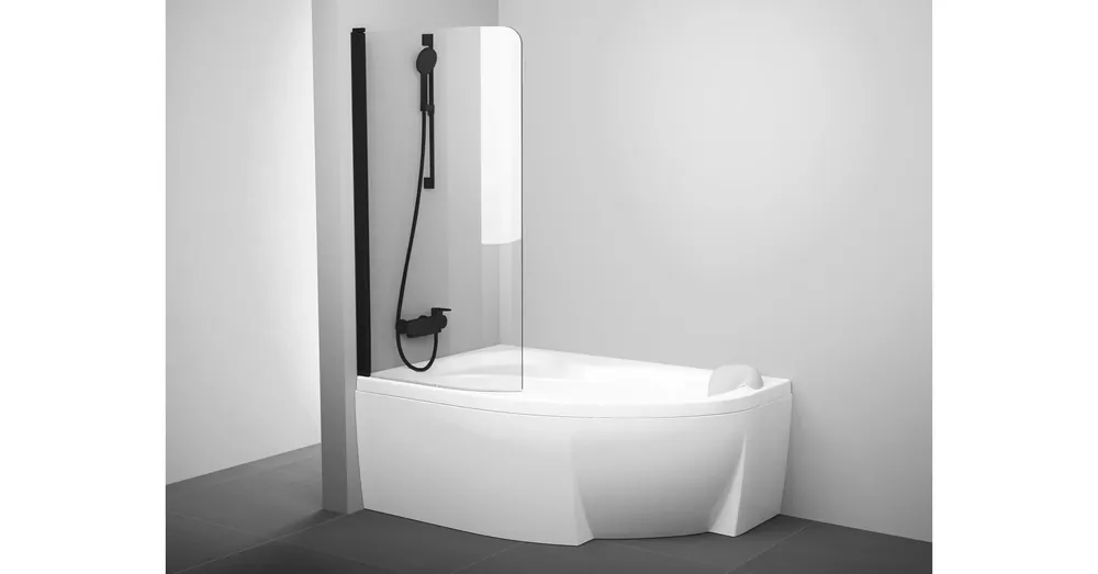 Ajánlat Ravak Rosa CVSK1 140/150 bal kádparaván fekete+transparent 7QLM0300Y1