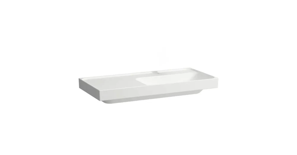 Exkluzív ajánlat Laufen MEDA Mosdó 100 × 46 cm, bal polcos, túlfolyónyílás nélkül, csaplyuk nélkül, Fehér H8171170001121