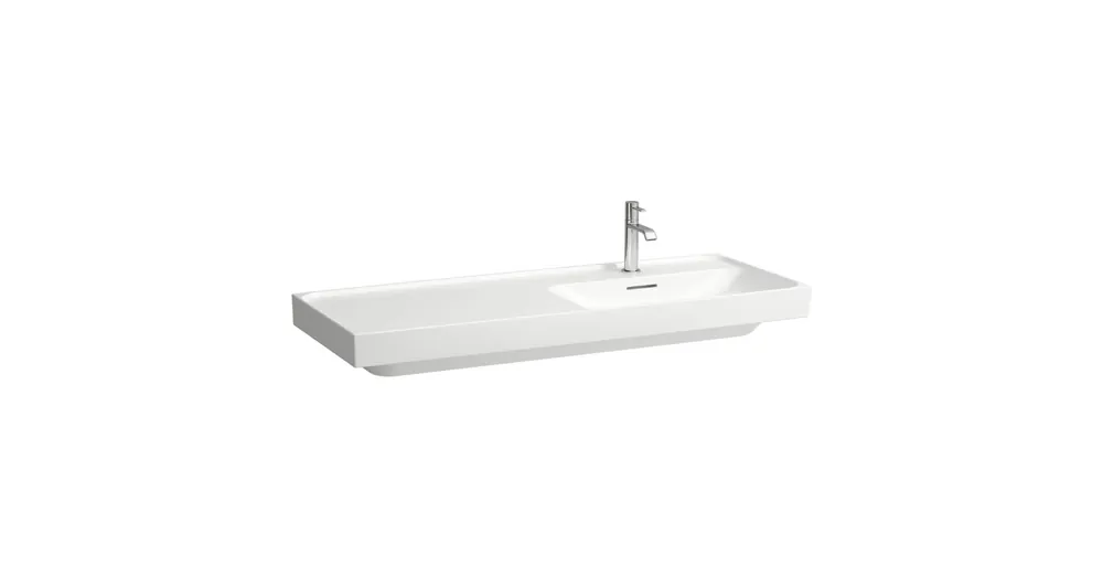 Laufen MEDA Mosdó 120 × 46 cm, bal polcos, egy csaplyuk, középen, Fehér LCC H8171194001041 Expressz kézbesítés