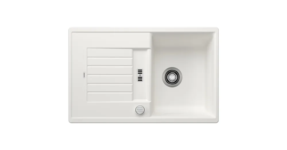 Alacsony ár BLANCO ZIA 45 S egymedencés, 78x50 cm-es gránit mosogató, csepegtetőtálcával, lefolyószabályozóval, fehér 514718