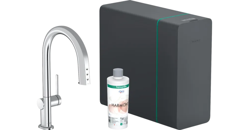 Expressz kézbesítés Hansgrohe Aqittura M91 Vízszűrős konyhai csaptelep és szódakészítő rendszer 210, kihúzható zuhanyfejjel, 1jet, sBox, Króm 76838000