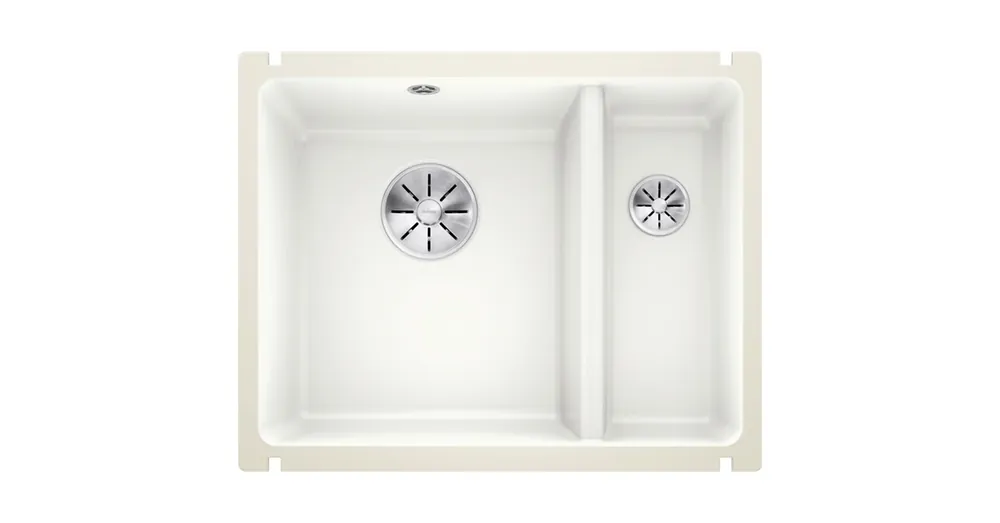 Expressz szállítás Blanco Subline 350/150-U két medencés 56,7x45,6 cm kerámia mosogató, fényes fehér 523741