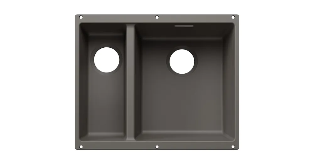 Kedvezményes ár BLANCO SUBLINE 340/160-U jobbos másfél medencés, 55,5x46 cm-es gránit mosogató, vulkánszürke 527811