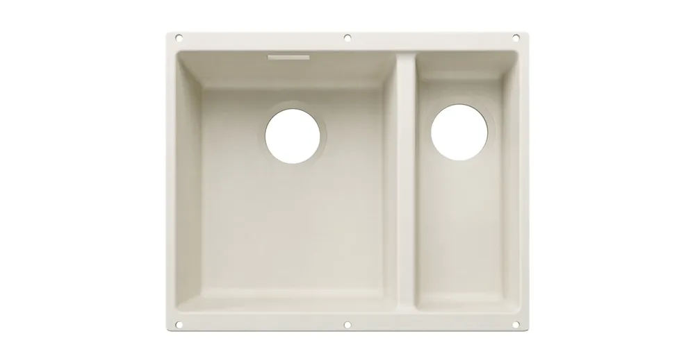 Biztonságos fizetés BLANCO SUBLINE 340/160-U balos másfél medencés, 55,5x46 cm-es gránit mosogató, törtfehér 527820