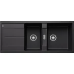 Blanco Metra 8 S két medencés gránit mosogató csepegtető felülettel 116x50 cm, fekete 525934 Kiárusítás