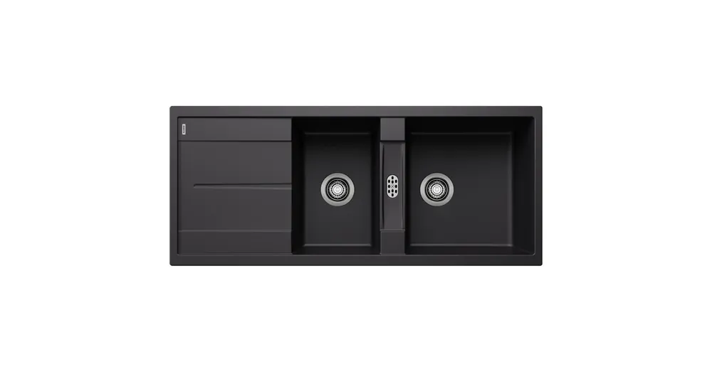 Blanco Metra 8 S két medencés gránit mosogató csepegtető felülettel 116x50 cm, fekete 525934 Kiárusítás