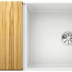 Blanco Axia III XL 6 S-F Silgránit mosogató excenterrel, fa vágódeszkával, fehér 523523 Olcsóbb