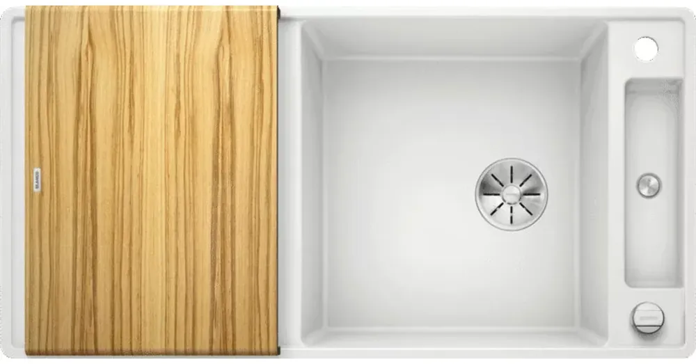 Blanco Axia III XL 6 S-F Silgránit mosogató excenterrel, fa vágódeszkával, fehér 523523 Olcsóbb