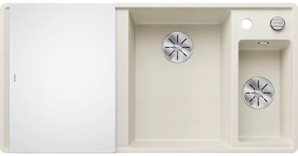 Legkelendőbb Blanco Axia III 6 S-F Silgránit mosogató excenterrel és üveg vágólappal, törtfehér/jobbos 527049