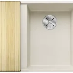 Árengedmény Blanco Axia III 6 S-F Silgránit mosogató excenterrel, fa vágódeszkával, jobbos/törtfehér 527050
