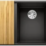 Blanco Axia III 6 S két medencés gránit mosogató 100x51 cm fa vágódeszkával, jobbos / fekete 525851 Népszerű