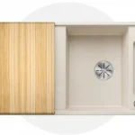 Blanco Axia III 5 S törtfehér Silgránit mosogató 91,5x51 cm excenterrel, fa vágódeszkával 527040 Nézd meg most