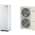 Biztonságos fizetés Fujitsu Waterstage Super High Power SHPDUO 16/1F WGYG160DJ6 / WOYG160LJL levegő-víz osztott hőszivattyú, 190 literes HMV tartállyal, 1 fázisú, R410, (16,0kW)
