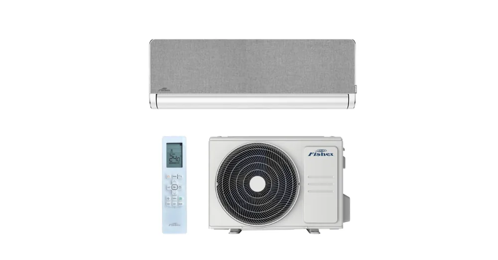 Korlátozott ajánlat Fisher Art FSAIF-Art-94AE3-W-GR/FSOAIF-Art-94AE3 oldalfali split klíma, Ezüstszürke textil cserélhető előlappal (2.5 kW)