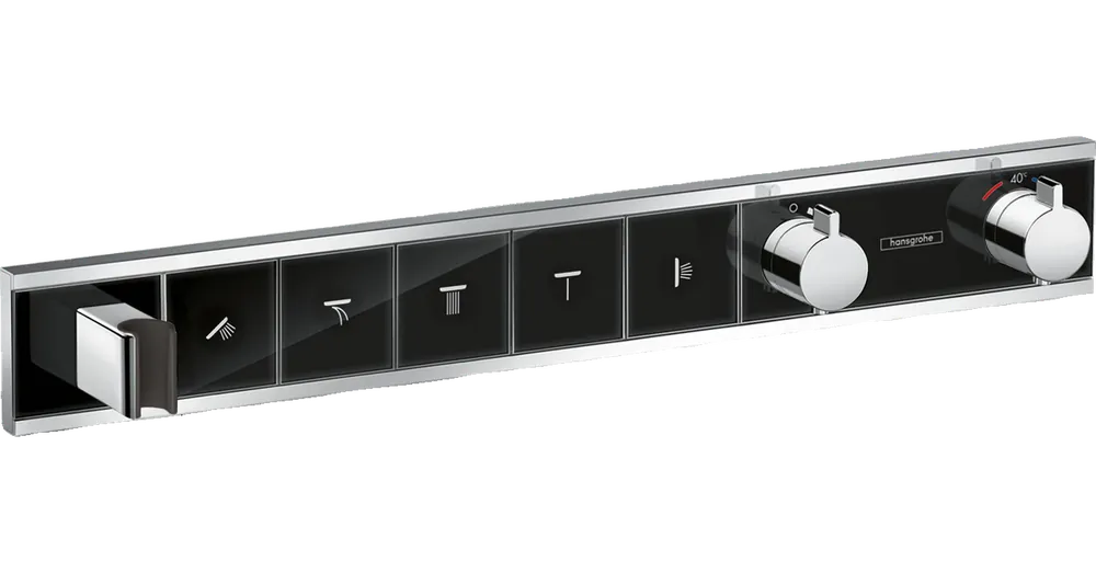 Azonnal elérhető Hansgrohe RainSelect zuhanycsaptelep színkészlet 5 fogyasztóhoz, falsík alatti szereléshez, fekete/króm 15358600
