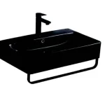 Arezzo Design Plano 60x42 cm mosdó törölközőtartóval, fekete AR-404M Biztonságos vásárlás