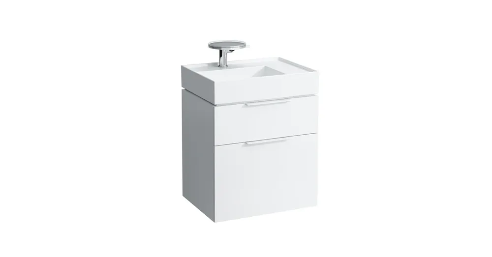 Kiárusítás LAUFEN KARTELL BY LAUFEN Mosdó, polcfelület jobb oldalon, speciálisan fedett lefolyóval túlfolyónyílás nélkül, egy csaplyukkal , Fehér H8103340001111