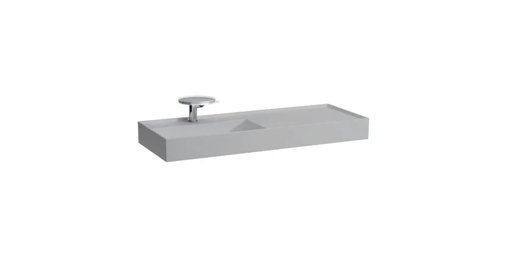 LAUFEN KARTELL BY LAUFEN Ráépíthető mosdó, pult jobb oldalon, speciálisan fedett lefolyóval három csaplyukkal, túlfolyónyílás nélkül , Matt szürke H8133327591581 Árcsökkenés