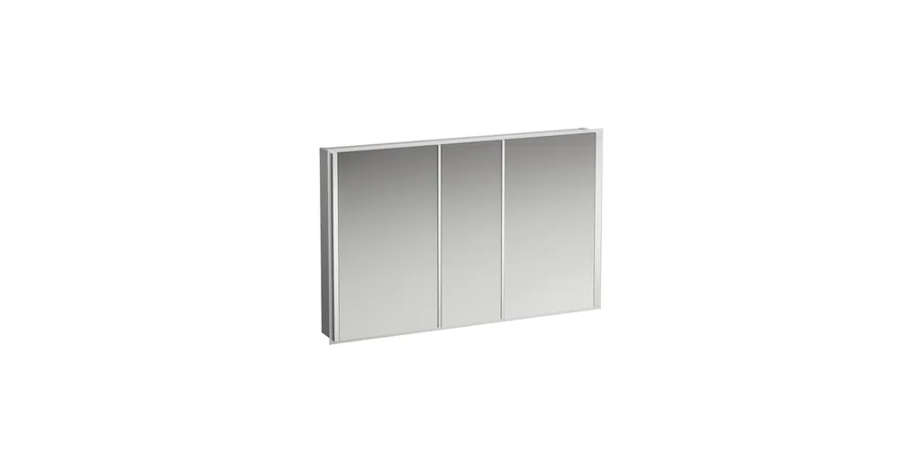Akció LAUFEN FRAME 25 Alumínium tükrös szekrény, függőleges LED- világítással és háttérvilágítással, Fényes fehér 120X75X15 - H4088549001451