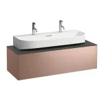 Vásárlói kedvenc LAUFEN SONAR Fiók elem, 1 fiók, 816347 csiszolt alsó felületű mosdóhoz, kivágással középen, Réz és Nero Marquina 117.5X34X45.5 - H4054610341411
