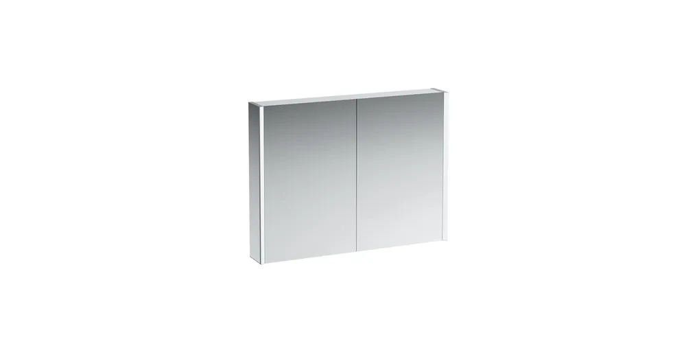 Vedd meg online LAUFEN FRAME 25 Tükrös szekrény, alumínium, 2 LED világító elemmel és alsó háttérvilágítással, Fényes fehér H4086539001451
