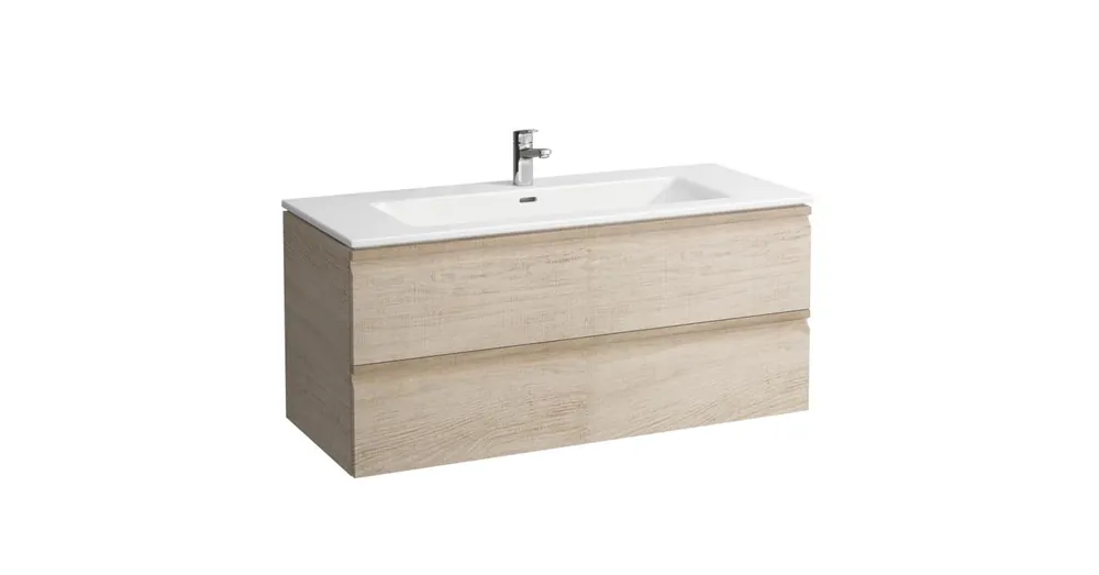 LAUFEN PRO S Mosdó és alsószekrény kombináció, fiókkal és belső fiókkal, Fényes tölgy 120X46X50 - H8609684791071 Bestseller