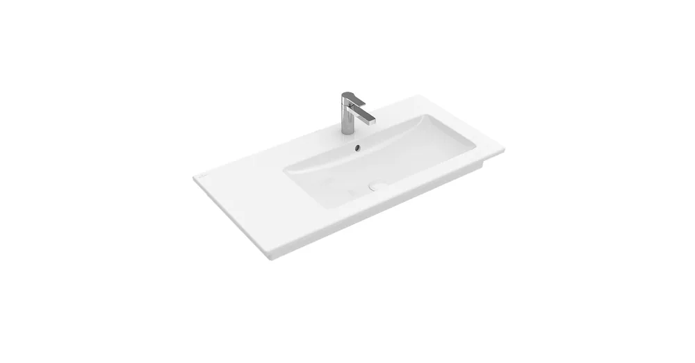 Villeroy and Boch Venticello 100x50 cm beépíthető aszimmetrikus mosdó, 1 csaplyukkal, jobbos CeramicPlus felülettel 4134R1R1 Különleges ajánlat